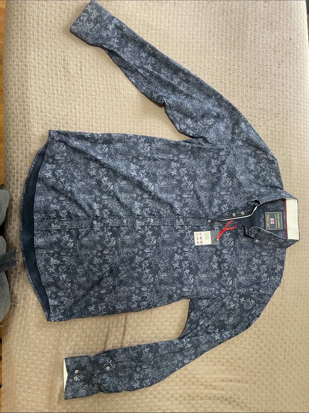 Men's Navy Floral Lightweight Shirt Jacket by -